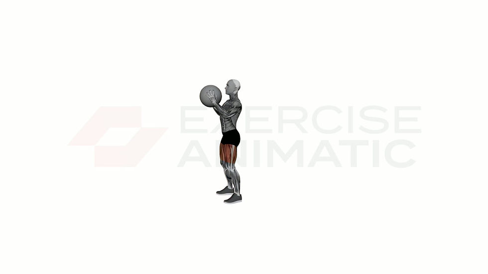 3D animation of a male performing Overhead Med Ball Throw with muscle highlights