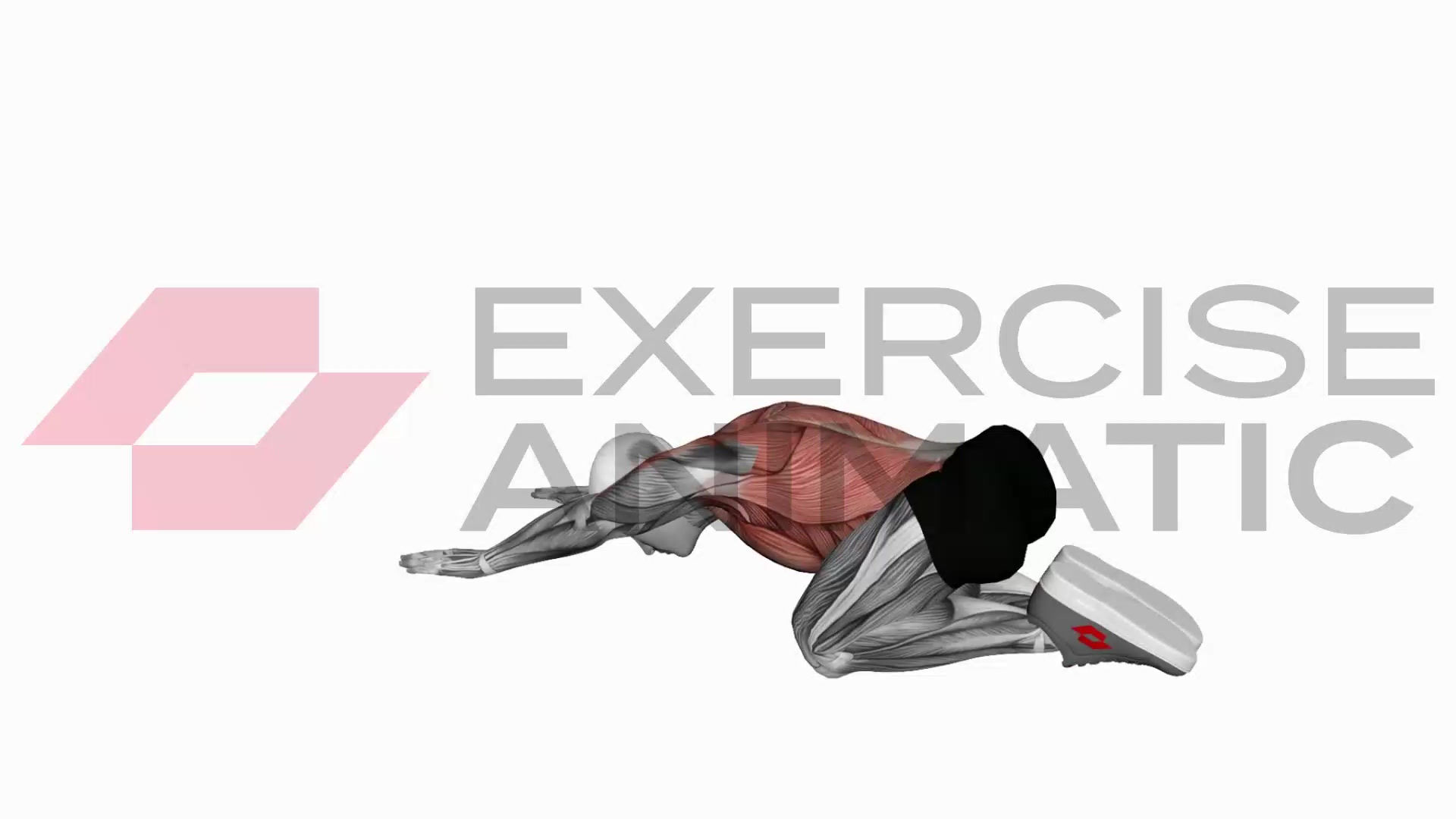 3D animation of a male performing Child pose up with muscle highlights