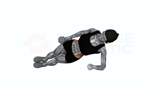Dumbbell Side Plank Up Down Female | Exercise Animatic