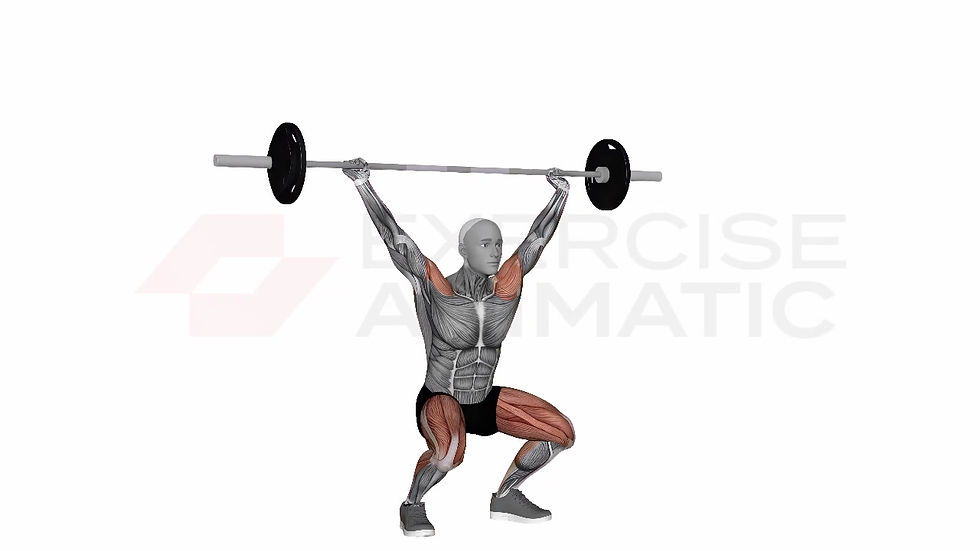 3D animation of a male performing barbell press under with muscle highlights