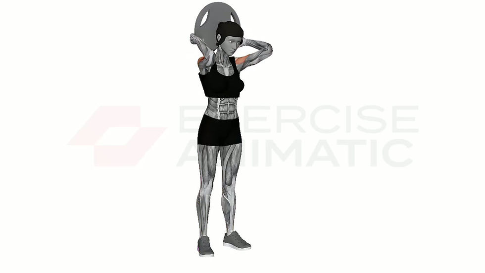 3D animation of a female performing Plate Halo with muscle highlights