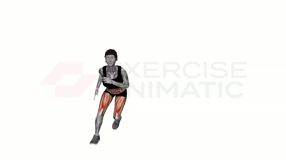 3D animation of a female performing Skater Hops with muscle highlights