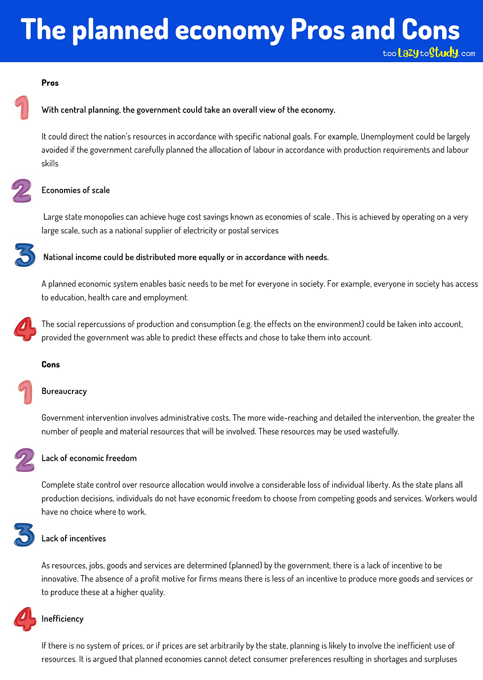 Planned economy Pros and Cons