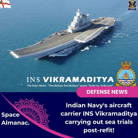 Indian Navy's aircraft carrier INS Vikramaditya carrying out sea trials post-refit