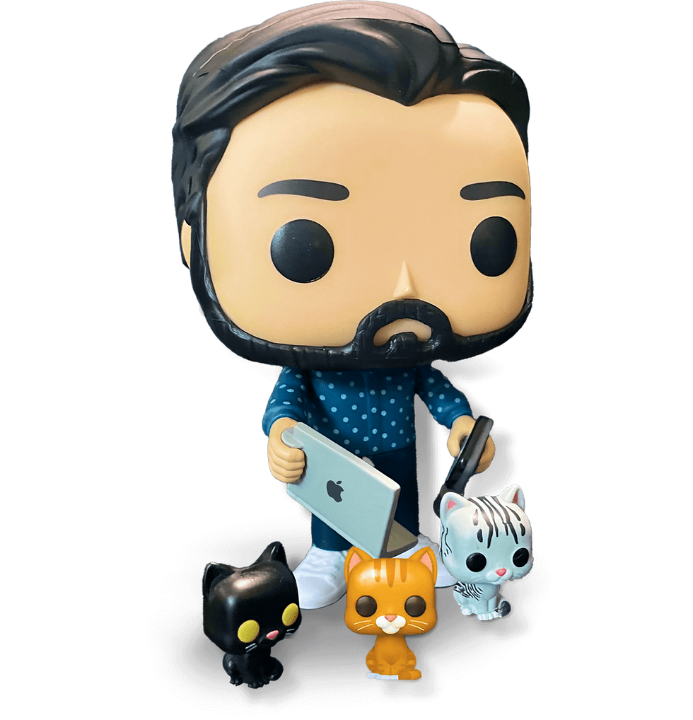 pop figure of victor and his cat