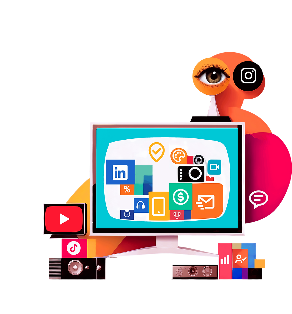 a composition of modern marketing concepts in bright colors