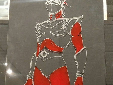 Actarus sur verre et touche de peinture