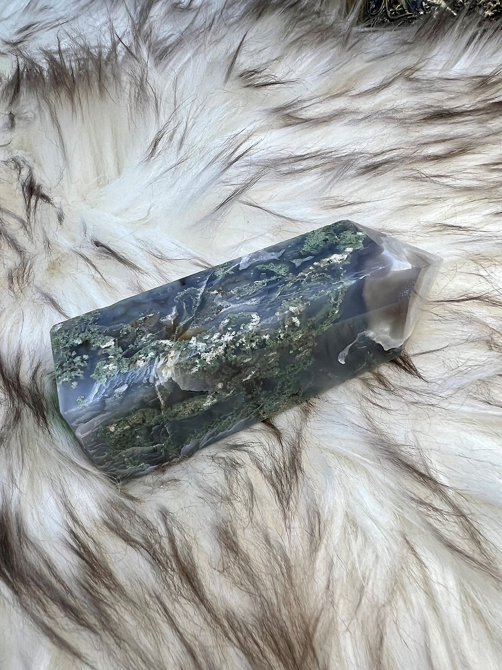 Moss Agate Obelisk "I"