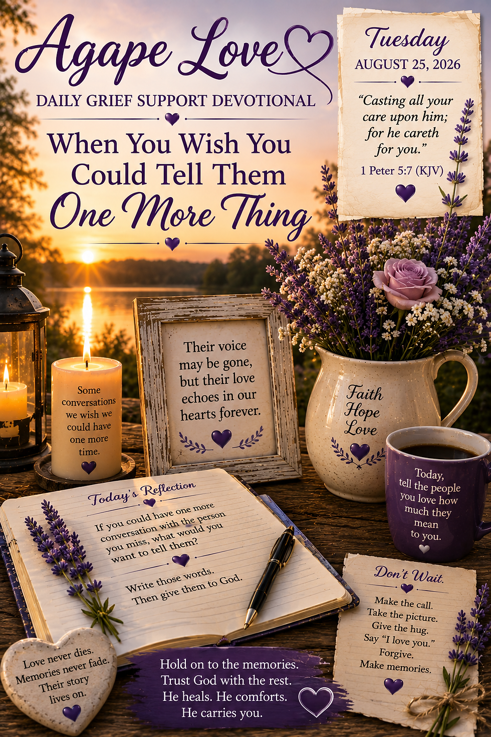 💜 Agape Love Daily Grief Support Devotional 💜Tuesday, August 25, 2026“When You Wish You Could Tell Them One More Thing”