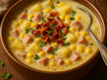 🥣 Daily Chuckwagon RecipeCreamy Ham, Potato & Corn Soup 🥔🥓🌽