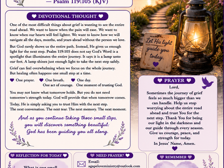 💜 Agape Love Daily Grief Support Devotional 💜🌿 June 2, 2026“One Step Is Enough”