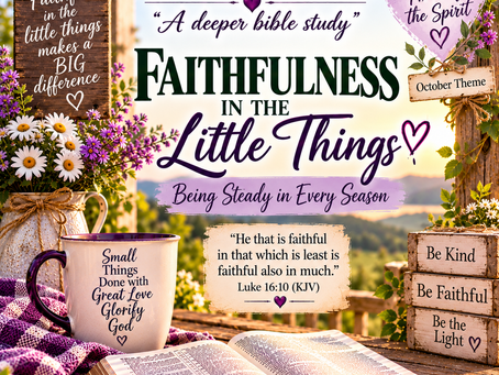 🍇🌿 AGAPE LOVE — BIBLE STUDY FELLOWSHIP (DAILY)“A deeper bible study”Tuesday • October 20, 2026🌻 FAITHFULNESS IN THE LITTLE THINGS