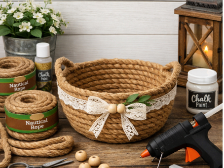 🎨 Thrifted Treasures & DIY Creations✨ Monday Craft – March 16, 2026“Dollar Tree Farmhouse Rope Basket”