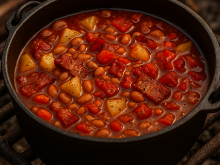 🌾 Chuckwagon Recipe #35: Campfire Bacon, Bean & Tomato Stew