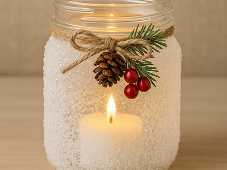 🎁 Day 1 – “Snow-Kissed Mason Jar Centerpiece” ❄️