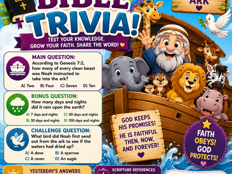 🌸🔥📖 Agape Love Daily Bible Trivia – June 2nd, 2026 📖🔥🌸✨ Theme: "Noah's Ark" ✨ 🛶🌈