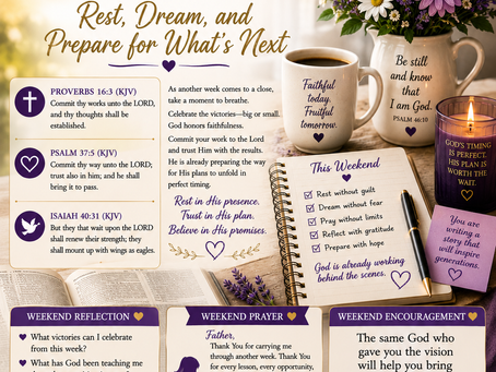 💜 Agape Love Weekend Author Devotional✍️ The Christian Author’s Writing & Publishing Hub🌿 June 5 • 6 • 7, 2026✨ Rest, Dream, and Prepare for What’s Next ✨📖 Scripture (KJV)Proverbs 16:3“Com