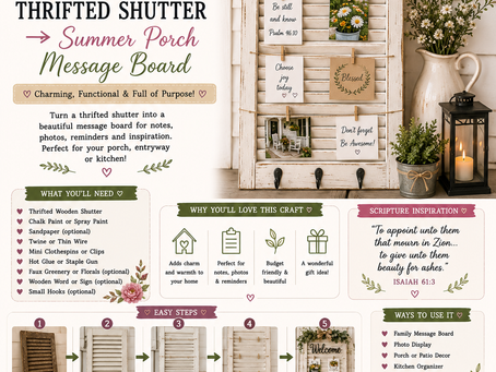 🎨 Redeemed & Repurposed✨ Wednesday Craft – May 13, 2026“Thrifted Shutter → Summer Porch Message Board”