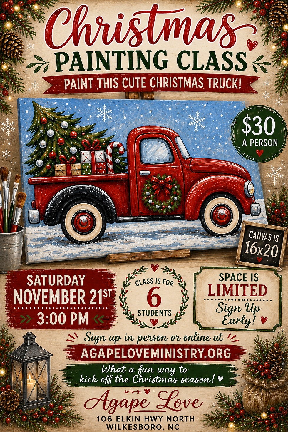 πποΈ Christmas Painting Class at Agape Love Boutique! ποΈπ