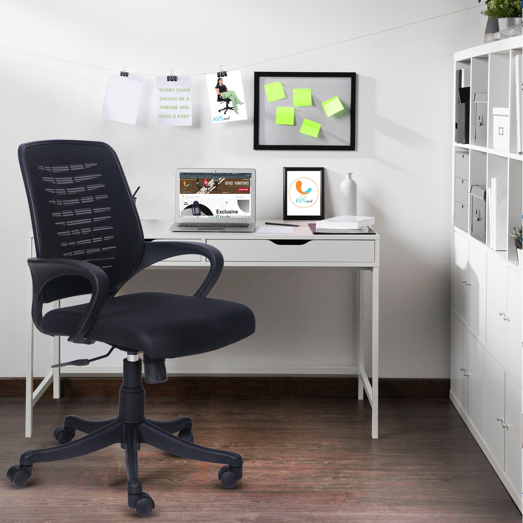 KVS INDIA Zoom Height Adjustable Revolving Breathable Mesh Office Arm Chair