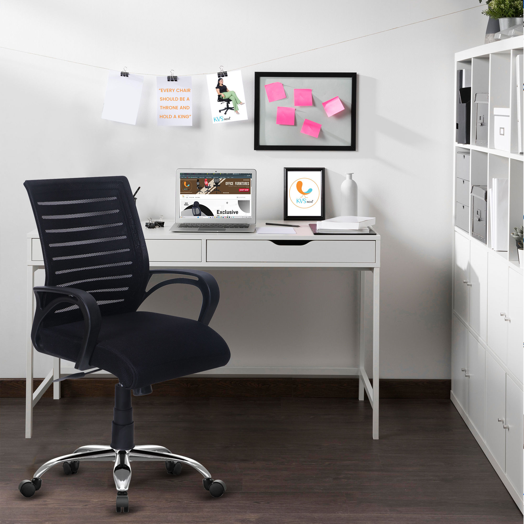 KVS INDIA Low Back Office Chair Adjustable Mesh Office Arm Chair