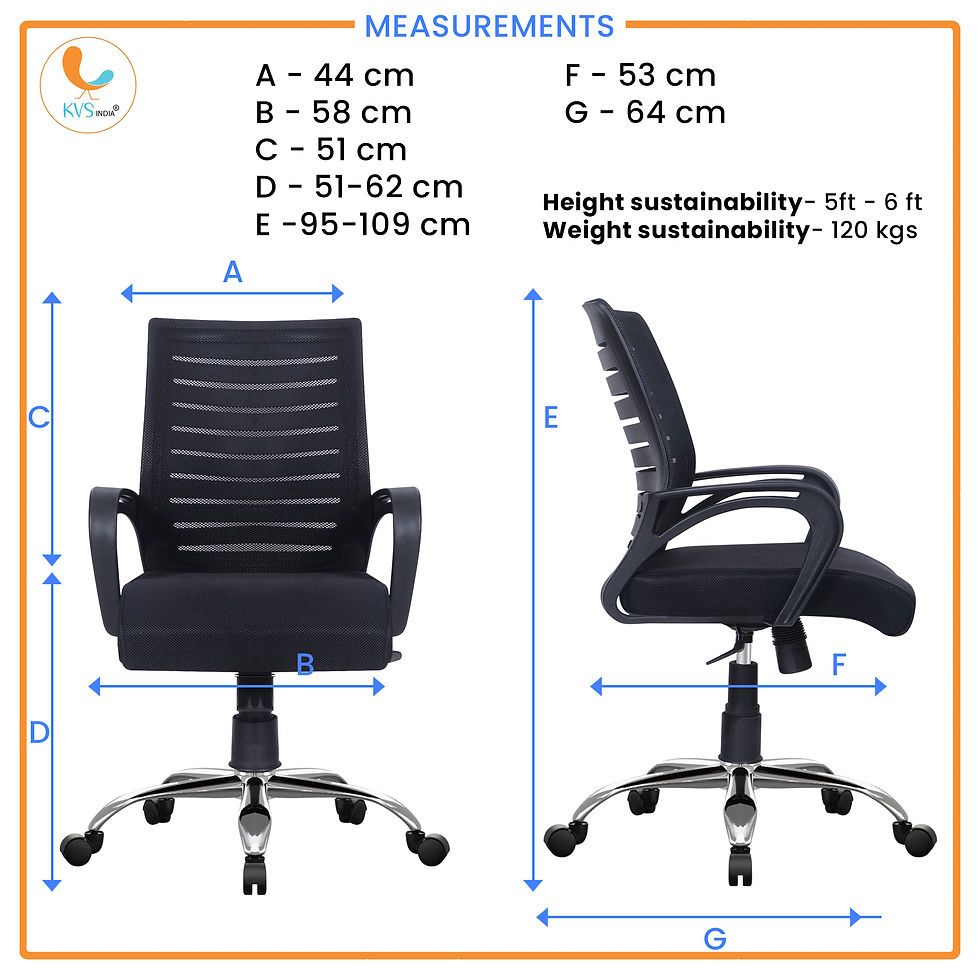 Thumbnail: KVS INDIA Mid Back Sturdy Nylon Revolving Mesh, Office Executive Chair