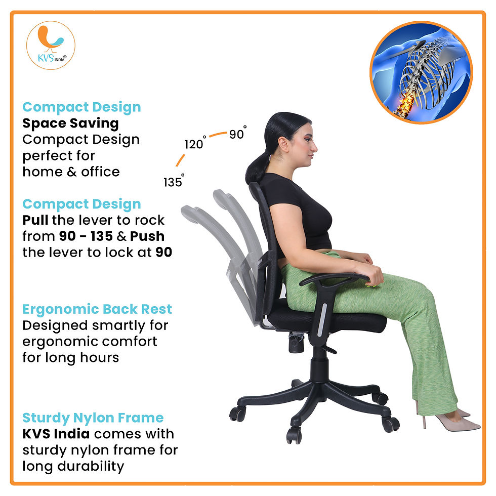 Thumbnail: KVS INDIA SILVERLINE BLACK High Back Ergonomic, Office Mesh Adjustable Chair