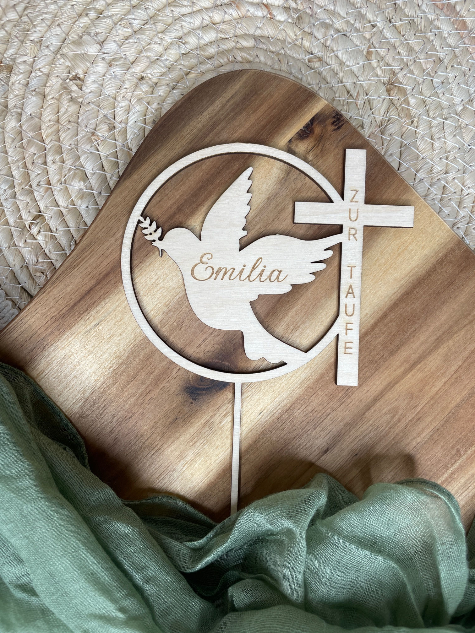 "Cake Topper - Taube & Kreuz"