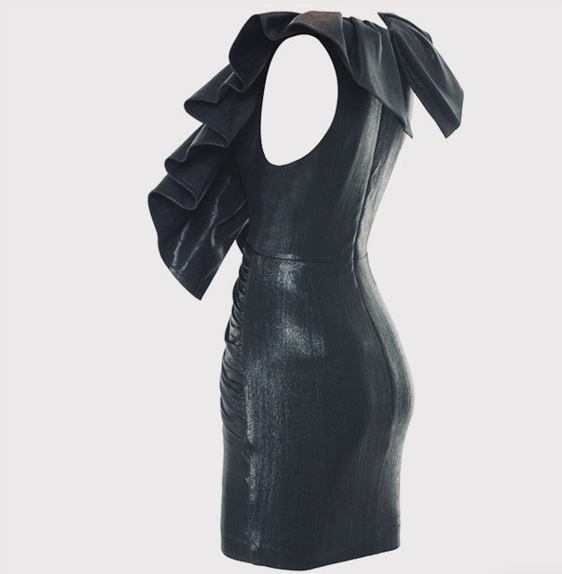 Thumbnail: Giselle Ruffled V-Neck Sleeveless Bandage Mini Dress