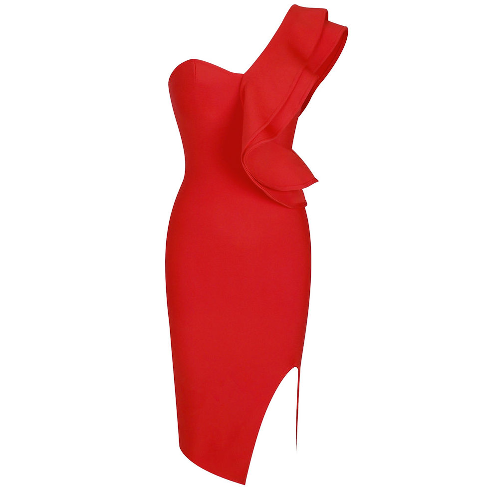 Thumbnail: Mariah Black One-Shoulder Knee-Length Cocktail Dress