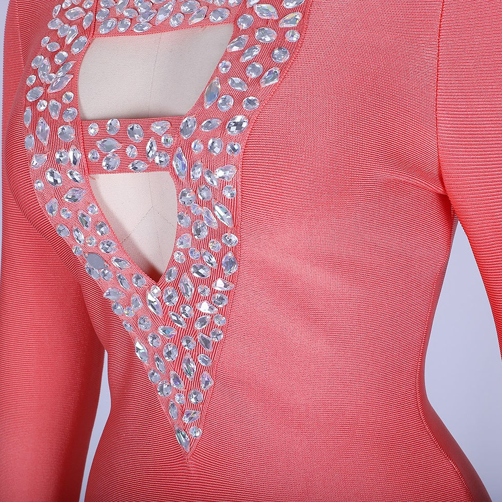 Thumbnail: Giada V-Neck Embellished Mini Bandage Dress