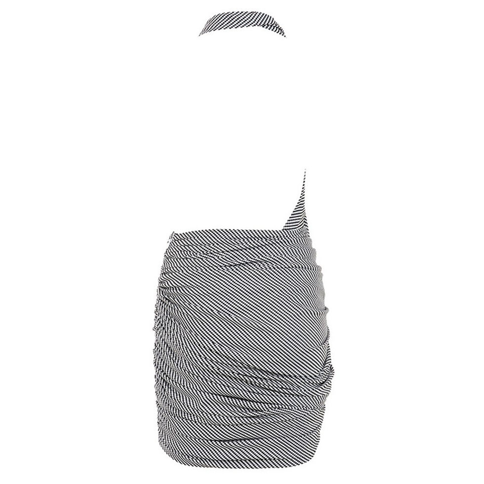 Thumbnail: Harlow Ruched Halter Plunging Drape Mini Dress