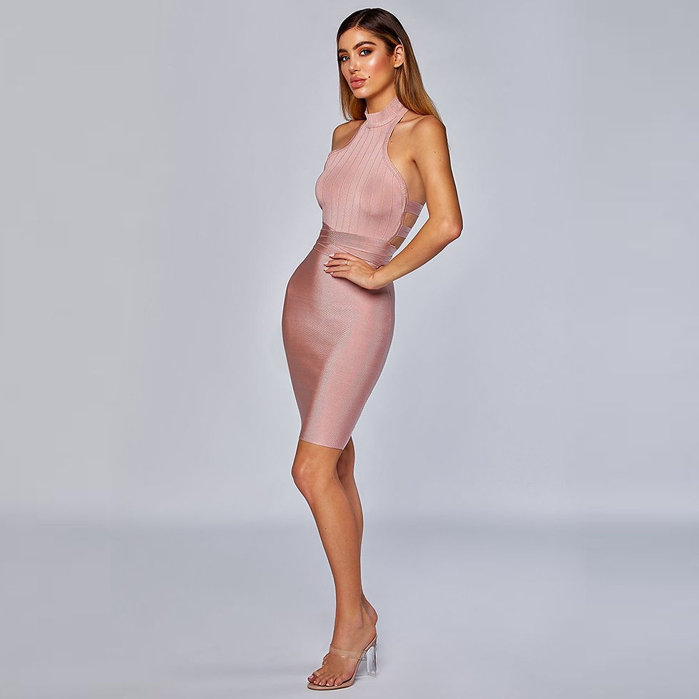 Thumbnail: Katya High-Neck Halter Bandage Dress