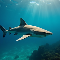 A-close-up-environmental-shot-of-a-tiger-shark-swimming-in-clear-blue-waters-around-Fuvahm
