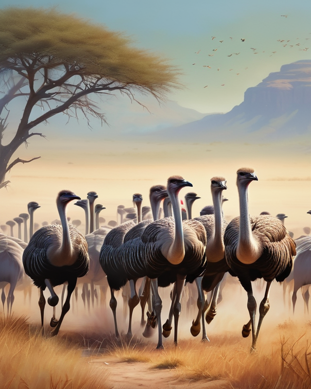 Tortoises Hunting Ostriches