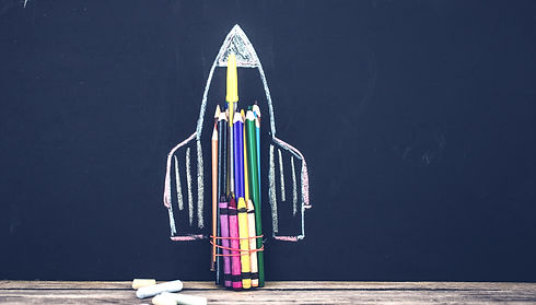 back to school rocket made out of pencil