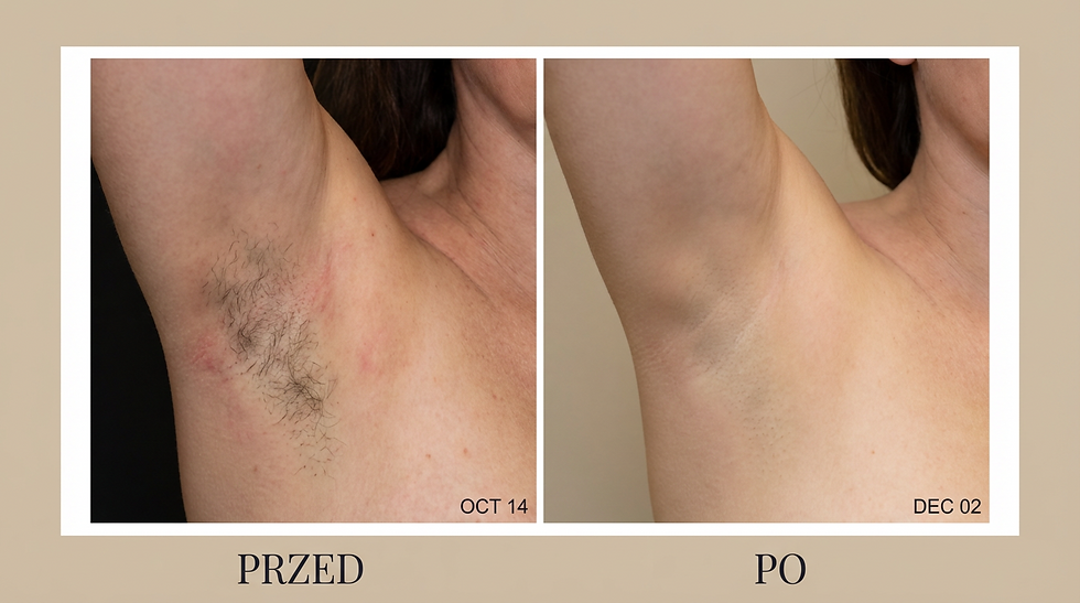 epilacja laserowa pach przed po