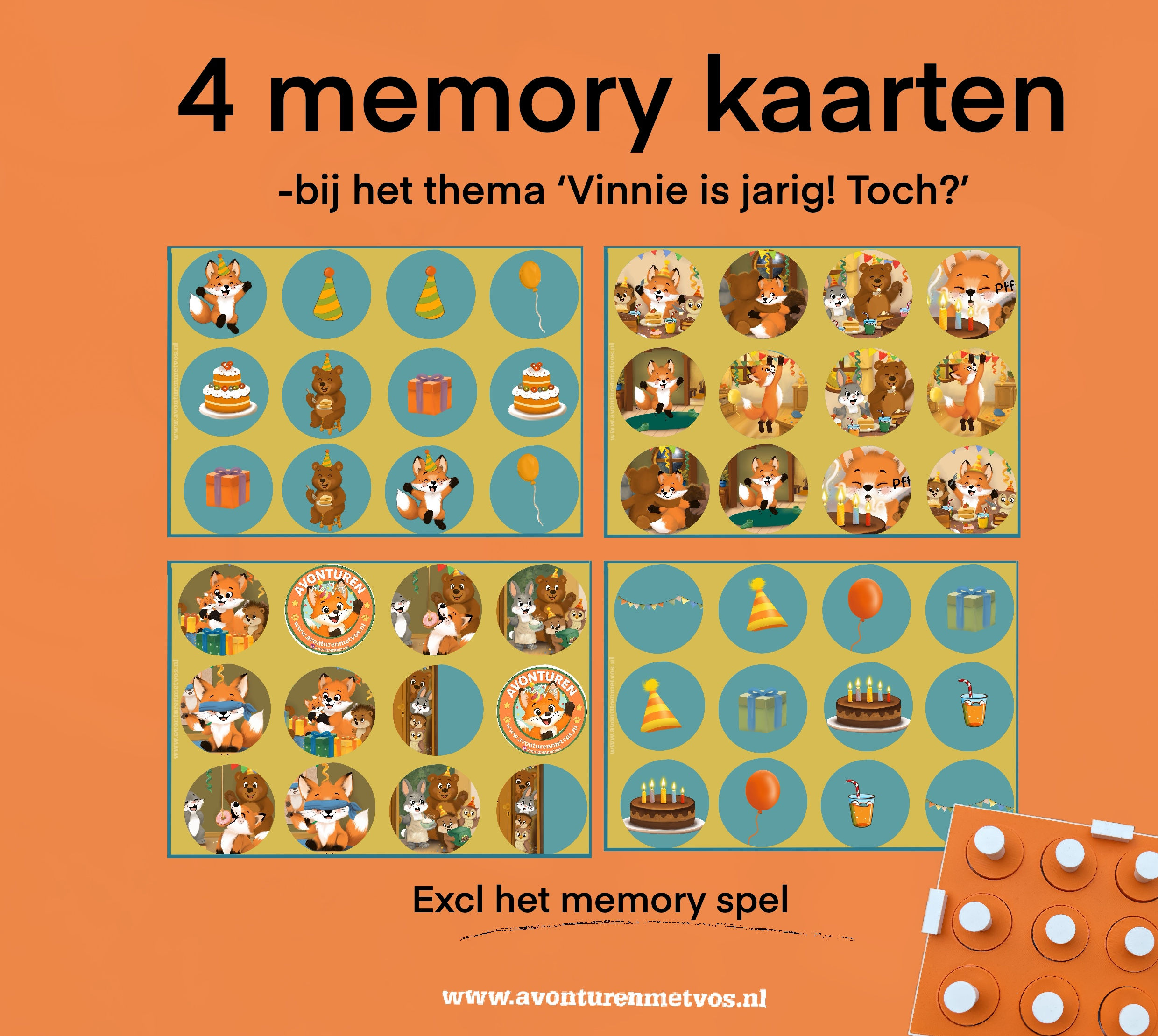 Memory kaarten ' Vinnie is jarig! Toch?'
