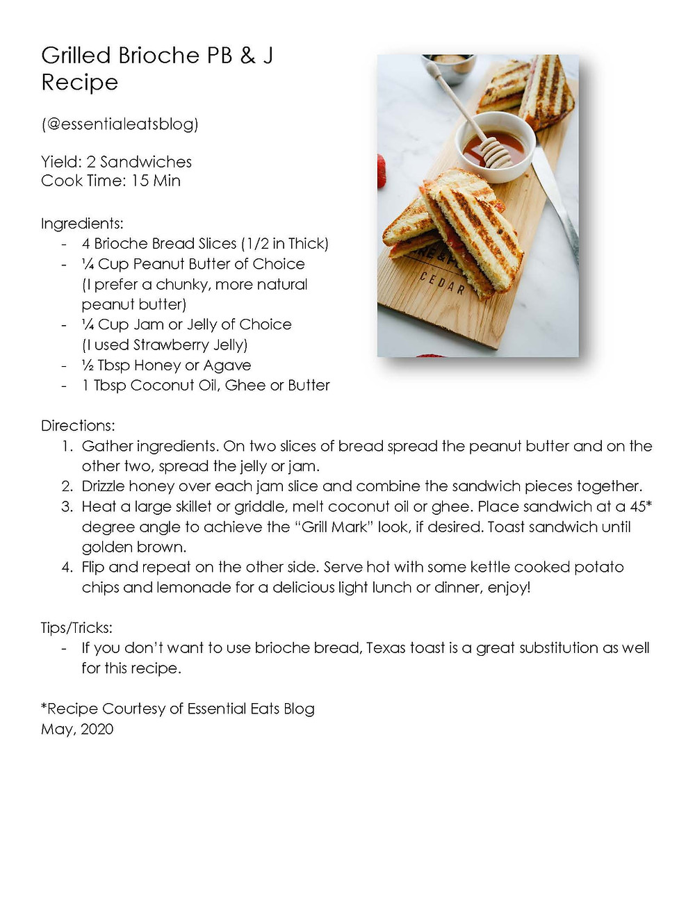 Grilled Brioche PB & J Sandwich