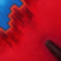 Thumbnail: Close up of reds of Boundaries, acrylic painting  by Heidi Hodkinson. Physics inspired abstract of transitions.