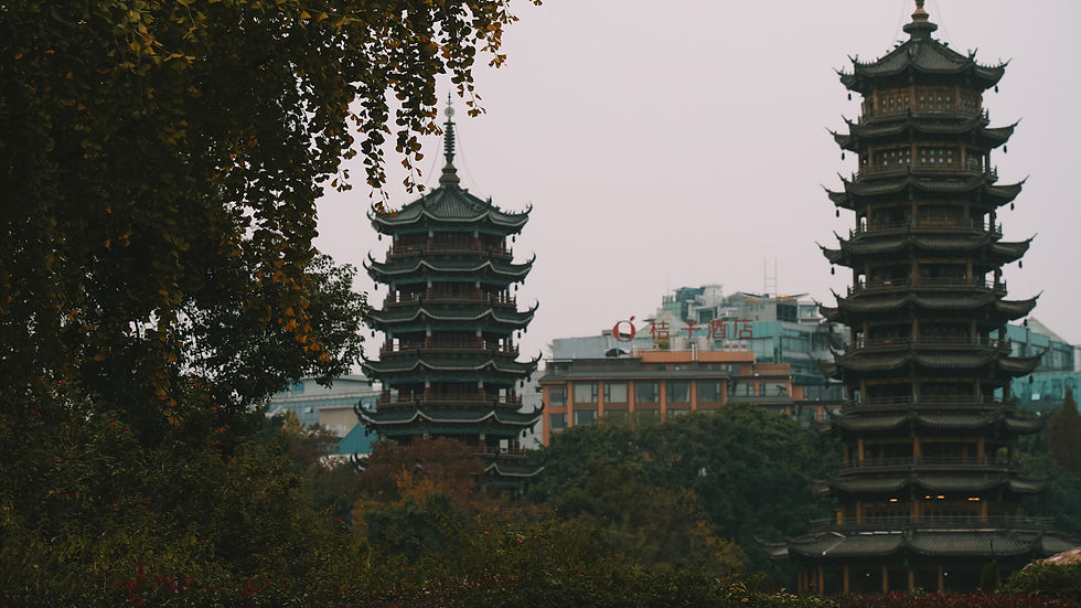 Sun and Moon Pagodas in Guilin, Guangxi, China