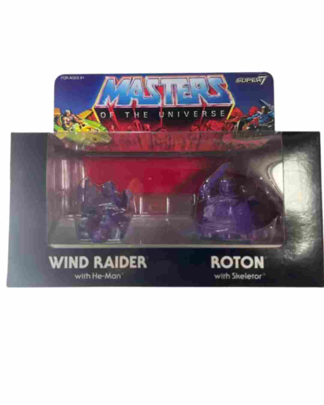 Masters of the Universe MUSCLE Wind Raider with He-Man and Roton with Skeletor