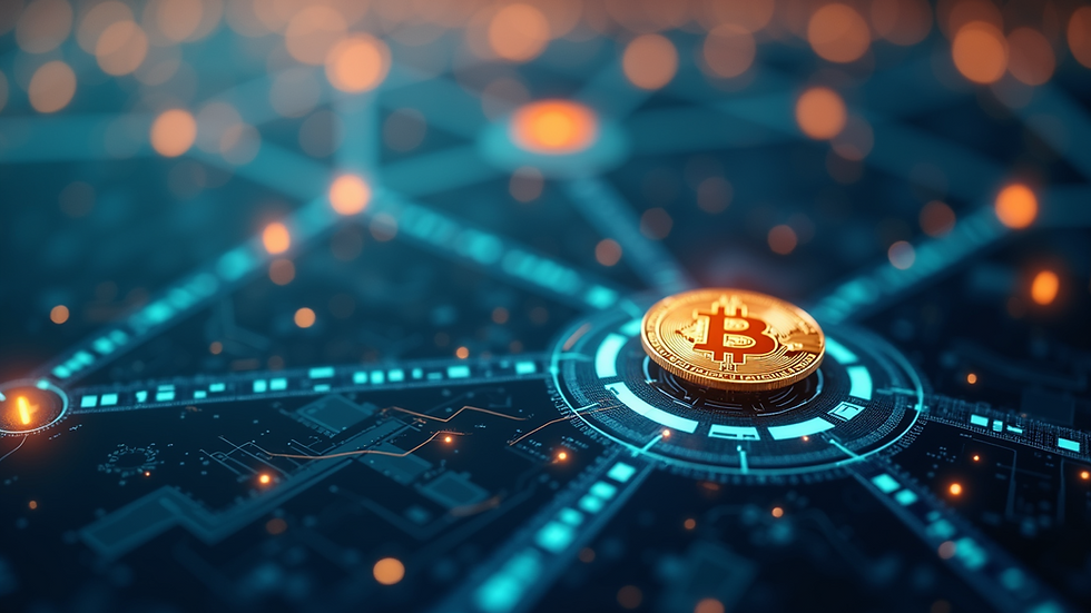 High angle view of a blockchain network illustration