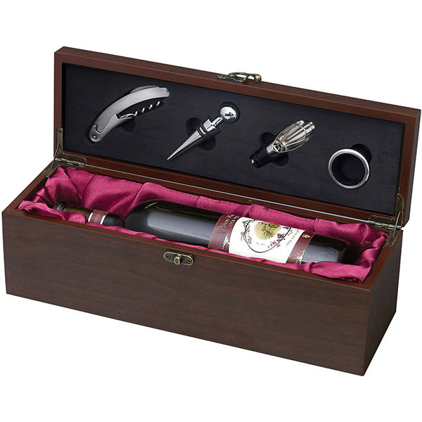 מארז עץ מהגוני לבקבוק יין