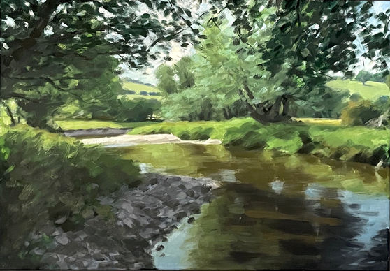 High summer on the River Lugg, near Presteigne, Powys