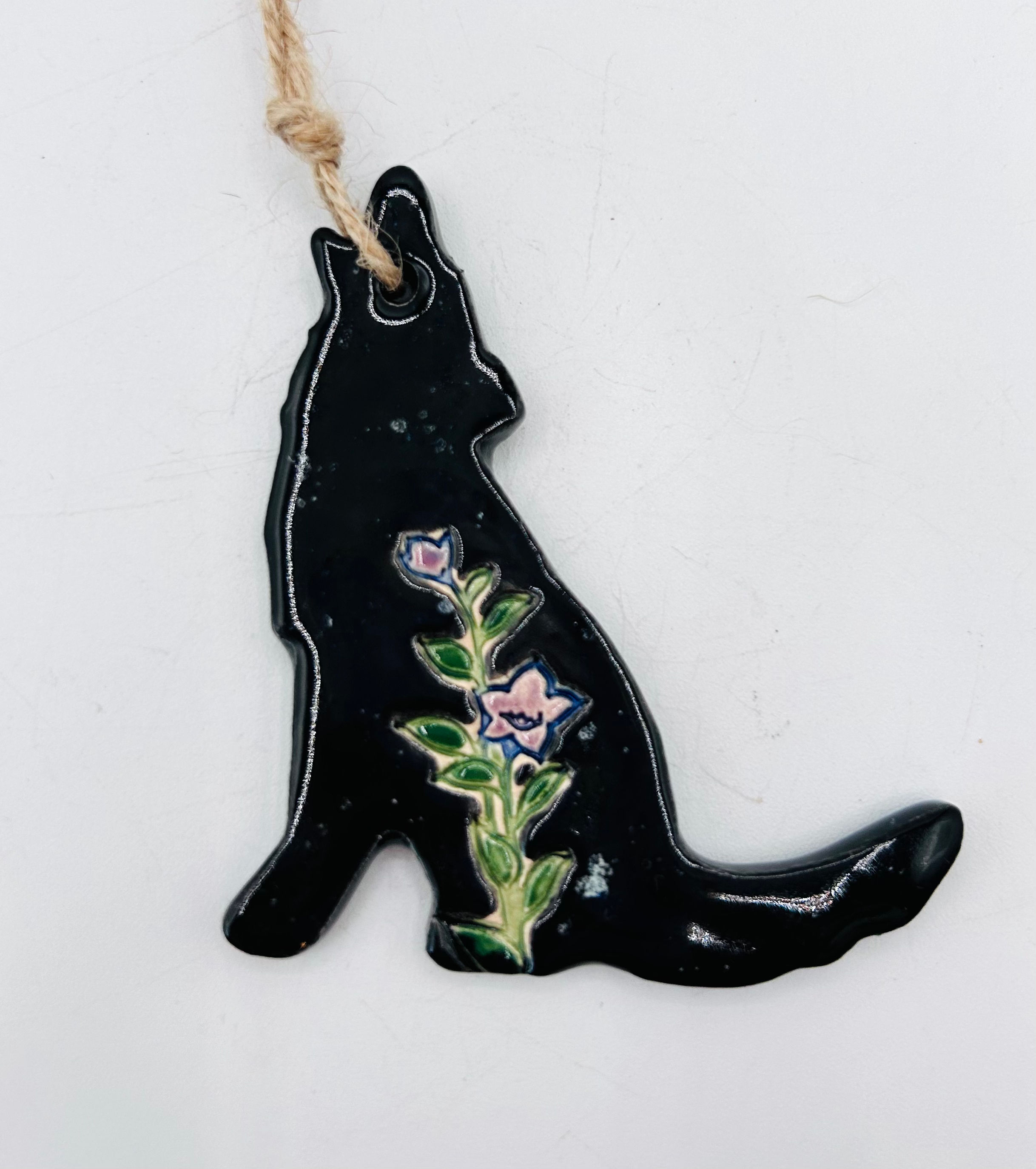 Wolf/ howling dog ornament 