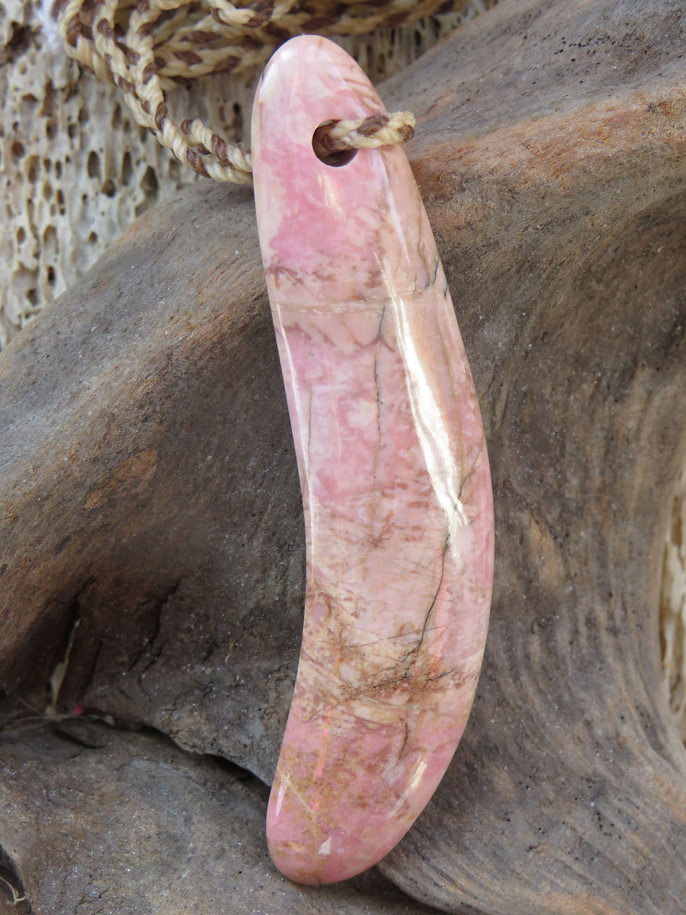 Thumbnail: Akatore Rhodonite Jellybean Drop Pendant