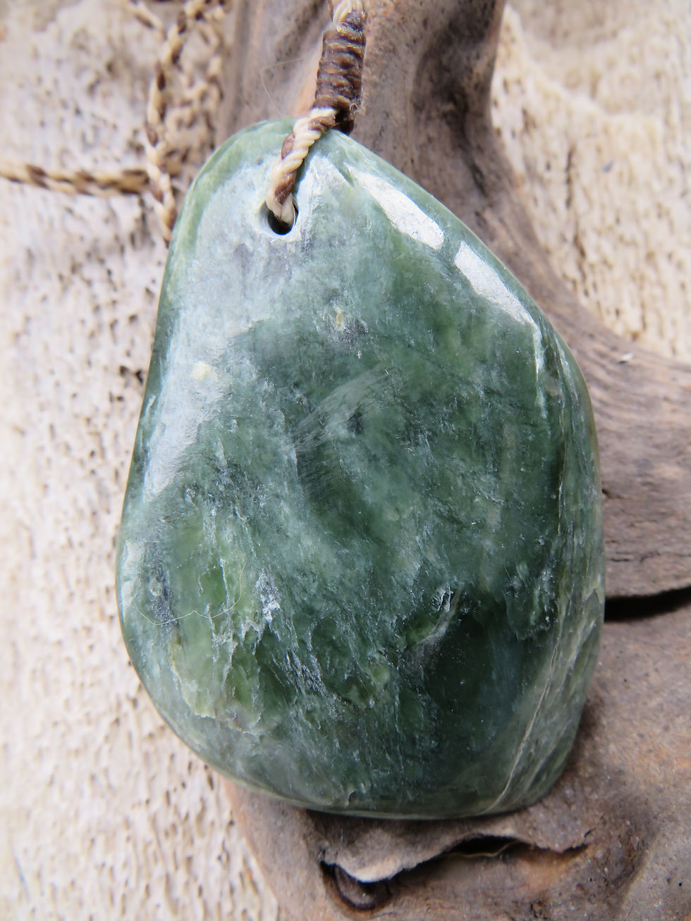 Thumbnail: Hokitika River Inanga Jade Pebble-Form Pendant