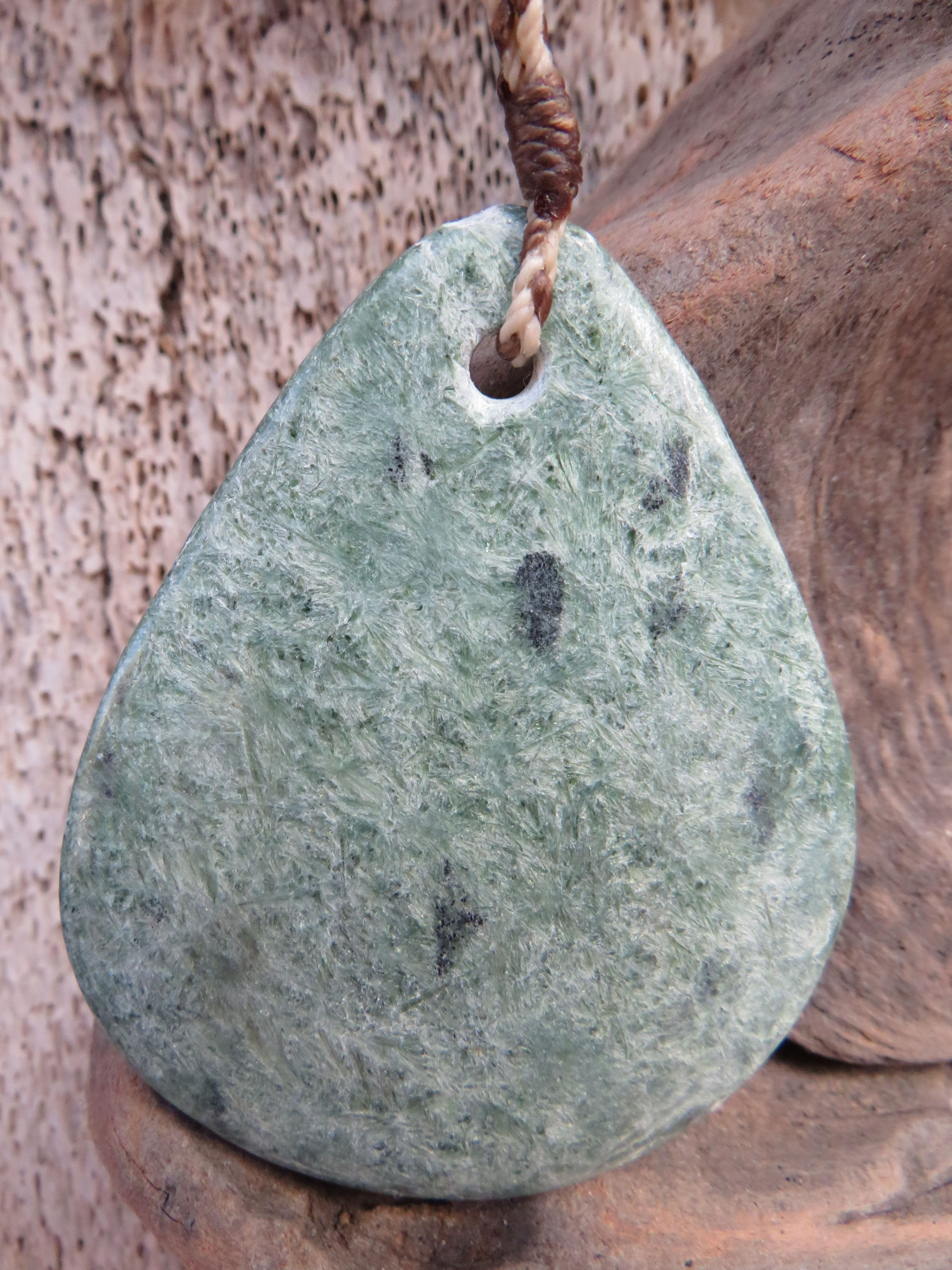 Toaroha River Semi-Nephrite Freeform Pendant