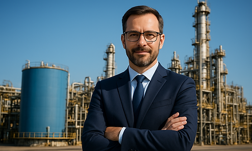 Executivo em frente a Indústria Instalada no Paraguai